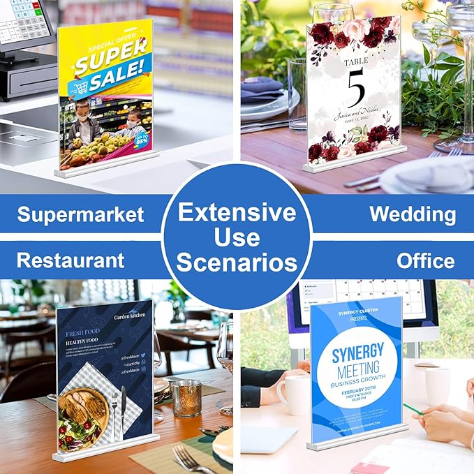 Acrylic Sign Holder 8.5 x 11, 10 Pack Clear Sign Holder Double Sided Table Menu - Image 7