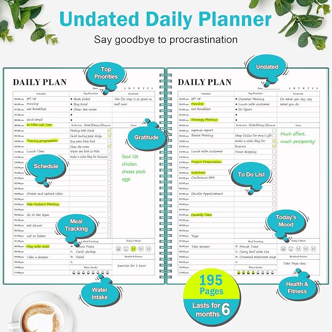 Planner Undated, Asten Daily Planner Agenda - Image 2