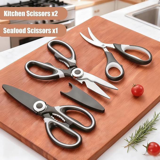 OMDAR 3 Pack Kitchen Scissors & Seafood Scissors Set, Sharp Kitchen Shears | - Image 3