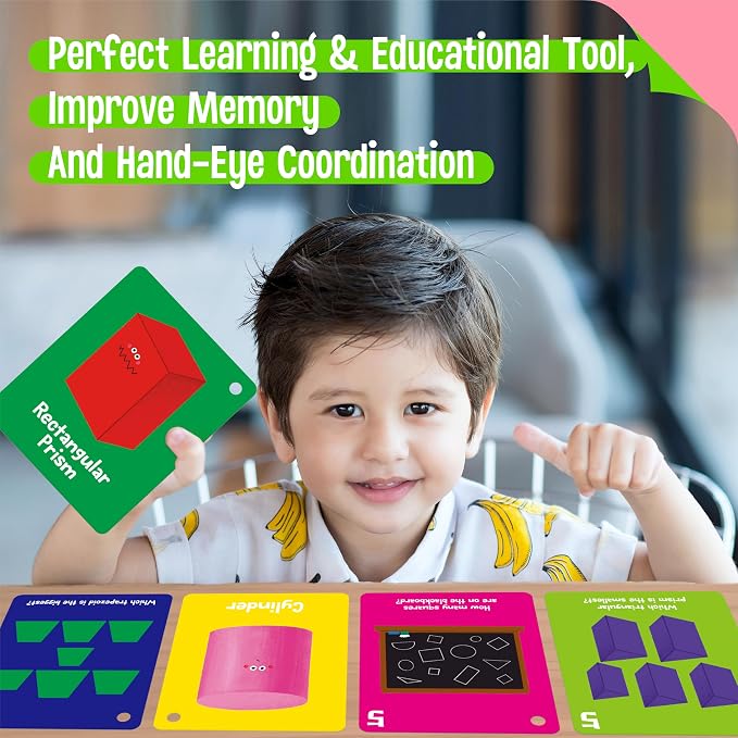 Color & Shape Flashcards, 50 Double-Sided Cards Colorful Cards Educational - Image 5