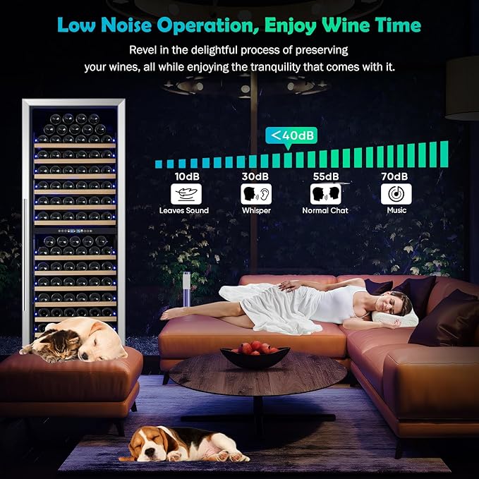 200 Bottle Dual Zone Wine Fridge - 24 Inch Large Wine Cooler Refrigerator, Freestanding and Built-in Design, Upgraded Compressor Cooling, Intelligent Temperature Memory-DeskLoop Office