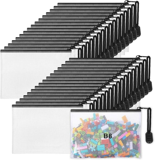 Jetec 32 Pcs Mesh Zipper Bags Toy Storage Bikini Organizer Bag Bolsas Para Guardar Trajes De Baño Waterproof Zipper Reusable Pouch Puzzle Multipurpose for Storage Office(Black,5.1 x 4.1 Inch)-DeskLoop Office