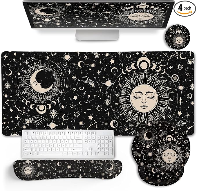 LIMKRIAN Sun Moon Mouse Pad Set Desk Mat Pad, XXL Large Gaming Mouse Pad by LIMKRIAN