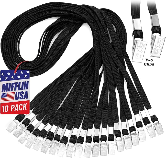 MIFFLIN-USA - Bulk Flat Lanyards w/Two Bulldog Clips - 39 Inch, 10 PK - - Image 4