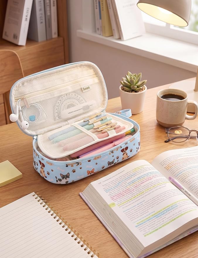 SUNEE Cute Pencil Case, Large Pencil Pouch, Aesthetic Big Pencil Bag - Image 8