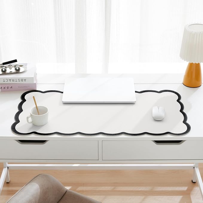 Scalloped Desk Mat, 31.5" x 15.7" Large Cute Aesthetic Desk Accessories - Image 2