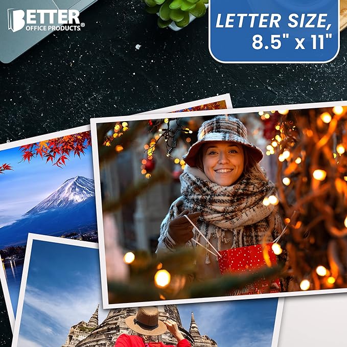 Better Office Products Glossy Photo Paper, 8.5 x 11 Inch, 100 Sheets, 200 gsm/53LBS, Letter Size, 100-Count Pack-DeskLoop Office