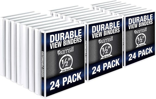 Samsill Durable .5 Inch Binder, Made in the USA, Round Ring Customizable Clear by Samsill