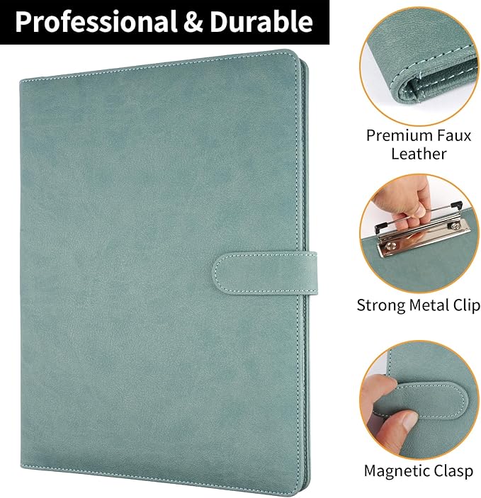 Professional Padfolio with Clipboard, Faux Leather Portfolio Folder Binder - Image 7