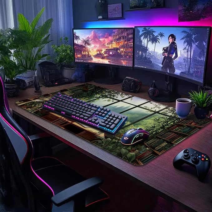 Green Library Study Room Large Gaming Mouse Pad 31.5"x15.7"｜XXL Desk Mat - Image 3