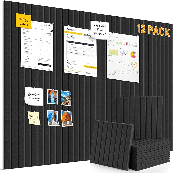 Large Felt Bulletin Board，47.2" x 35.4" 12 Pack Cork Board Alternative by ANWEOR