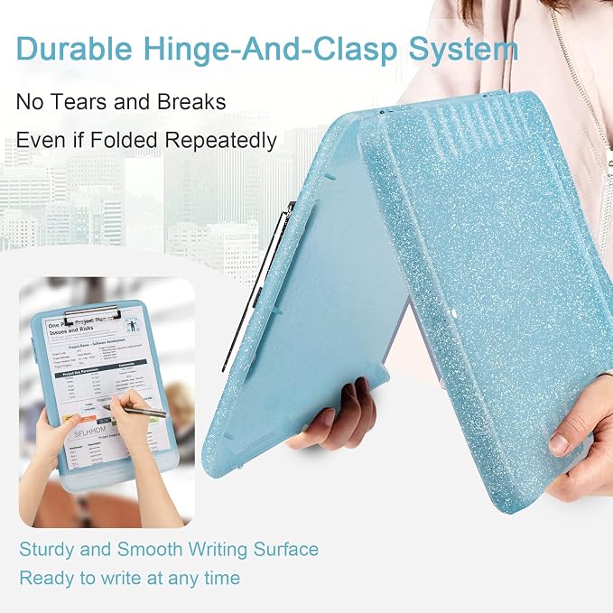 Glitter Clipboard with Storage, Storage Clipboard with Pen Holder, A4 Binder - Image 4