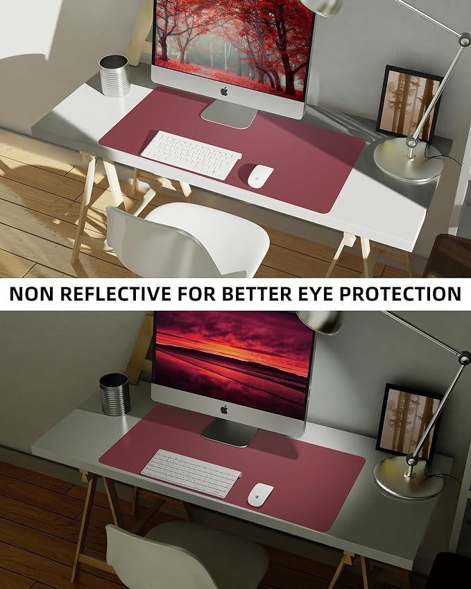 Leather Desk Pad Protector, Mouse Pad, Office Desk Mat, Non-Slip PU Leather - Image 6