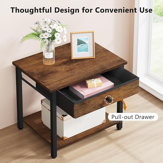 Gewudraw Printer Stand with Storage Drawer, 2-Tier Under Desk Printer Table - Image 4