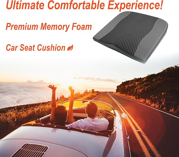 Car Seat Cushion, Comfort Memory Foam Car Cushions for Driving - Sciatica & Lower Back Pain Relief, Driver Seat Pillow for Auto, Office Chair, Wheelchair - 4D Mesh Black-DeskLoop Office