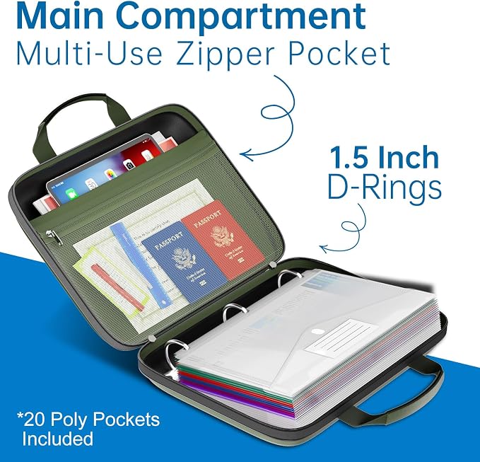 Binder Folders Organizer with 20 Pack Heavyweight Plastic Pockets, Fireproof - Image 5