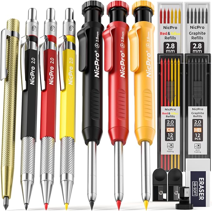 Nicpro 16 Pack Mechanical Carpenter Pencil Set by Nicpro