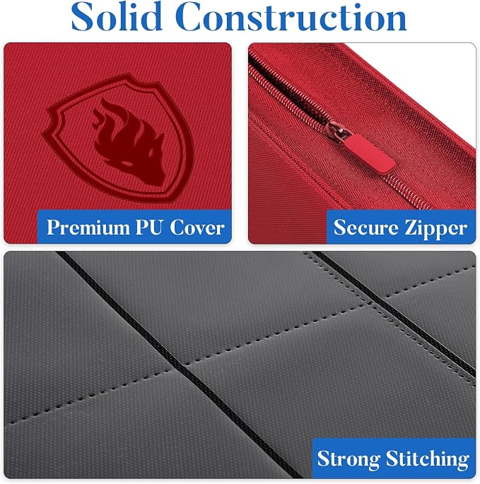 Premium Zip Card Binder, Fabmaker 9 Pocket Trading Card Binder, PU Cover Zipper - Image 2