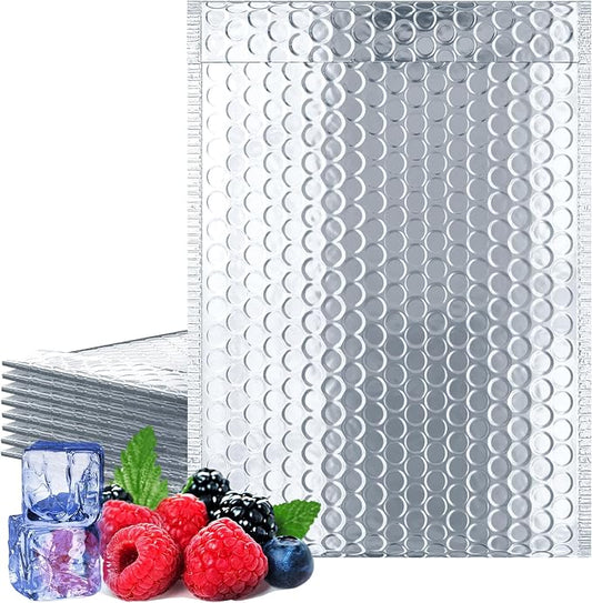 Amiff Silver Thermal Bubble Mailer, 12 x 17 Inches. 10 Pack Metallic Bubble by AMIFF
