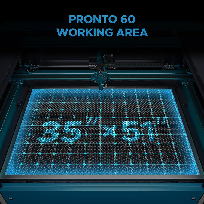 OMTech Pronto 130W CO2 Laser Engraver & Cutter – 51"x35" Workspace, 1,000mm/s Speed, Autofocus, 2-Way Pass, Air Assist, for Wood, Acrylic & More-DeskLoop Office