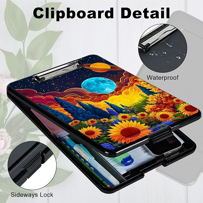 Sunflower Clouds Moon A4 Clipboard - Image 3