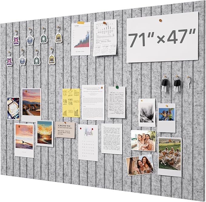 Soundsbay Large Cork Board, 71" x 47" Bulletin Board, 3 Pack Felt Wall Tiles Self-Adhesive, Pin Board for Walls Office Home Classroom Decor-DeskLoop Office