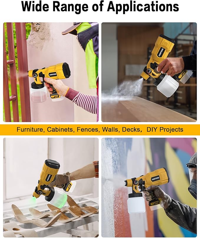 200W Cordless Airless Paint Sprayer for Dewalt 20V MAX Battery, Electric HVLP Spray Paint Gun with 1200ML Container, 4 Copper Nozzles,3 Patterns for Fence, Cabinets, Wall etc. (Battery Not Included)-DeskLoop Office