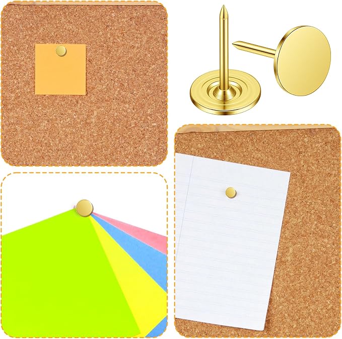 Nogeqi 100PCS Gold Push Pins, Stainless Steel Thumb Tacks - Image 2