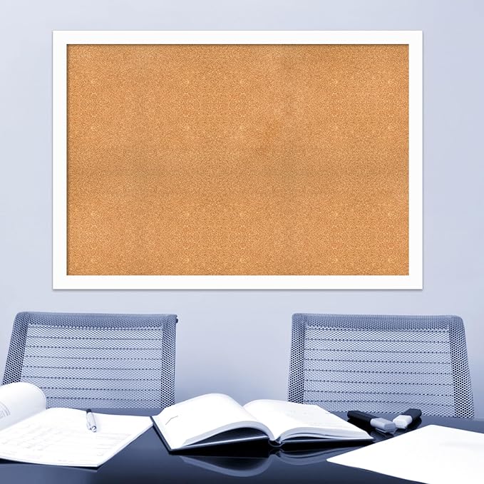 Amanti Art Natural Cork Board for Wall, 37x53 Vision Board with White Frame, Oversize Corkboard Office Decor for Home Organization, Casual Corkboard Pinboard to Display Items for Home Organization in-DeskLoop Office