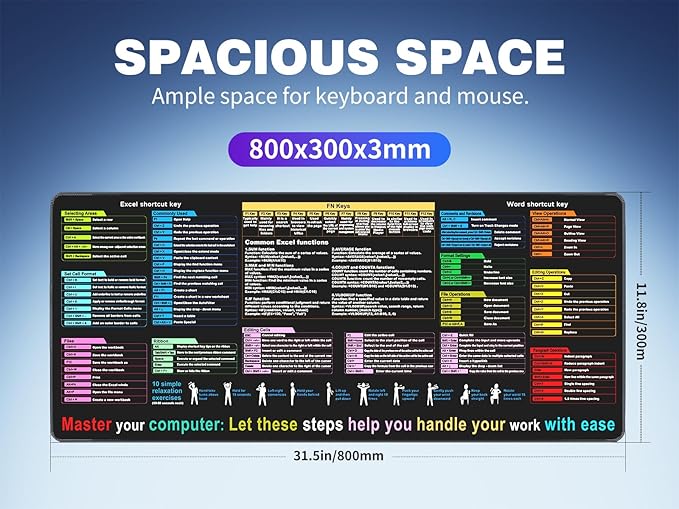 Excel Cheat Sheet Desk pad—Contains 12 Types of Common Skills in Excel and - Image 2