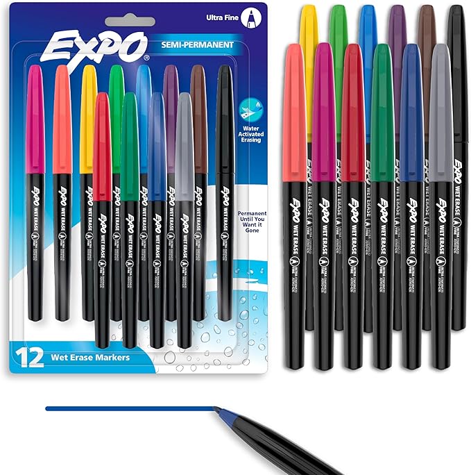 EXPO Wet Erase Markers, Semi-Permanent, Ultra Fine Tip, Organizing by Unknown