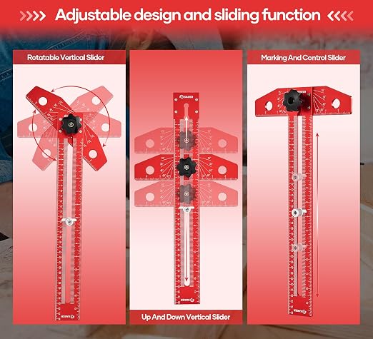 Saker Woodworking Scriber Marking Line Ruler, Adjustable Aluminum Alloy Sliding - Image 6