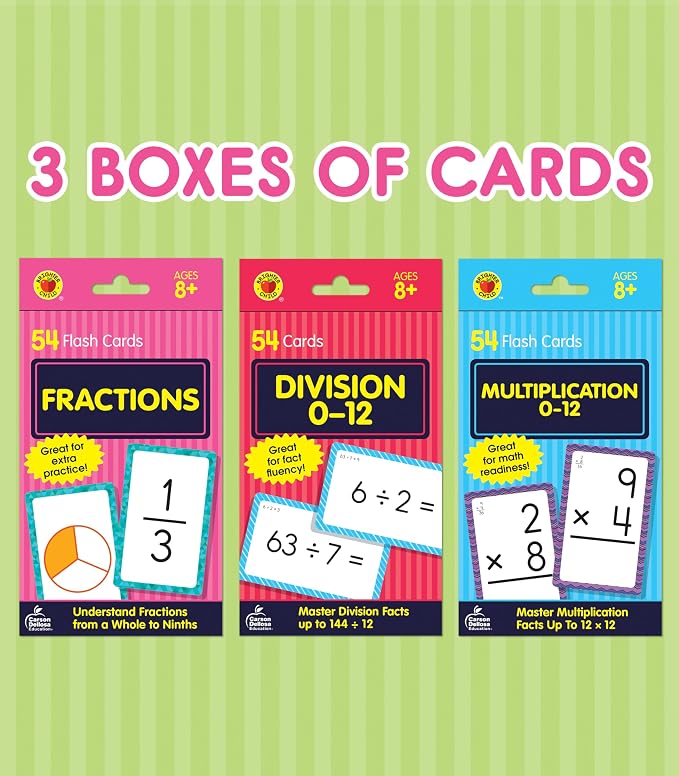Carson Dellosa Division, and Multiplication Flash Cards, 3 Sets of Flashcards - Image 2