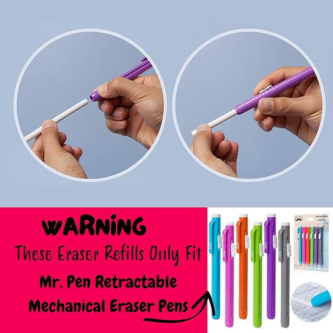 Mr. Pen- Eraser Refill, 12 Pack, Mr. Pen Mechanical Eraser Refills | Replacement - Image 3