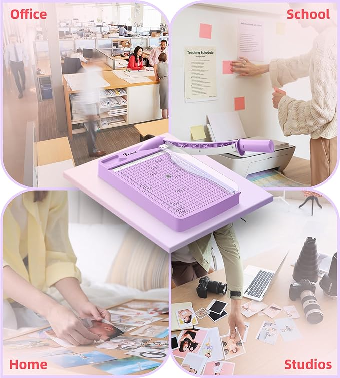 Firbon 12" Guillotine Paper Cutter, Heavy Duty 12-Sheet Capacity Trimmer for Cardstock, Photos, Scrapbooking, Office, Classroom, Studio (Purple)-DeskLoop Office