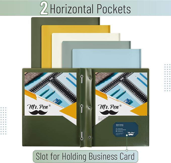 Mr. Pen- Plastic Folders with Pockets and Prongs, 5 Pack, Letter Size | - Image 3