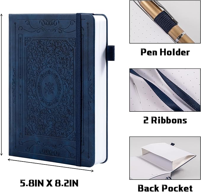 TIEFOSSI Bullet Dotted Journal Notebook, 160gsm 256 Numbered Thick Paper, A5 Hardcover Dotted Grid Diary for Women Men Work Writing, Bullet Journaling, Drawing, 5.8 x 8.3 in-DeskLoop Office