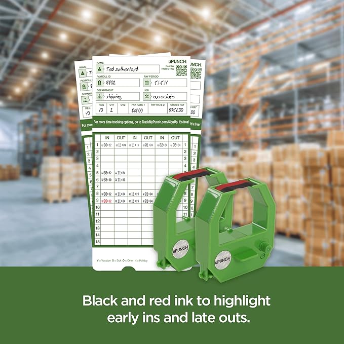 2 Pack, uPunch Ink Ribbon for HN3000 Non-Calculating Time Clock-DeskLoop Office