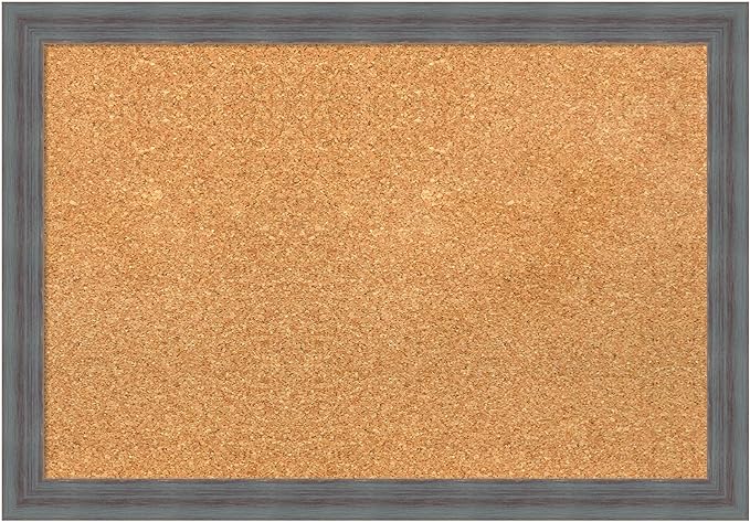 Amanti Art Natural Cork Board for Wall, 18x26 Vision Board with Blue Wood Frame, Medium Corkboard Office Decor for Home Organization, Rustic Farmhouse Corkboard Pinboard to display items for home-DeskLoop Office