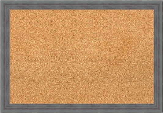 Amanti Art Natural Cork Board for Wall, 18x26 Vision Board with Blue Wood Frame, Medium Corkboard Office Decor for Home Organization, Rustic Farmhouse Corkboard Pinboard to display items for home-DeskLoop Office