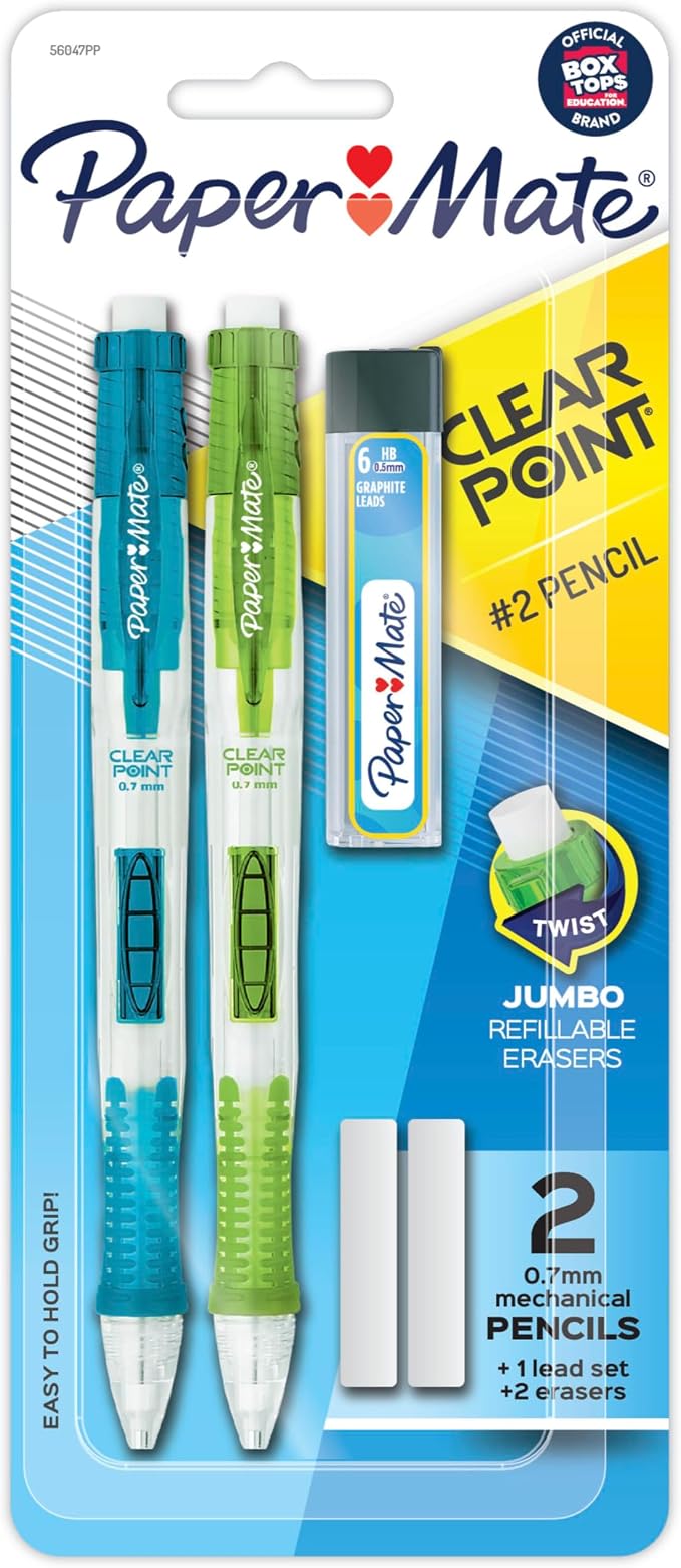 Paper Mate Clearpoint Mechanical Pencils, 0.7mm HB #2 Pencil Lead, Includes 2 by Unknown