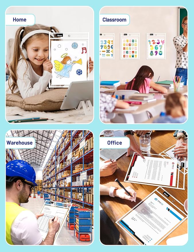 SUNEE 30 Packs Oversized Reusable Dry Erase Pocket Sleeves - Image 7