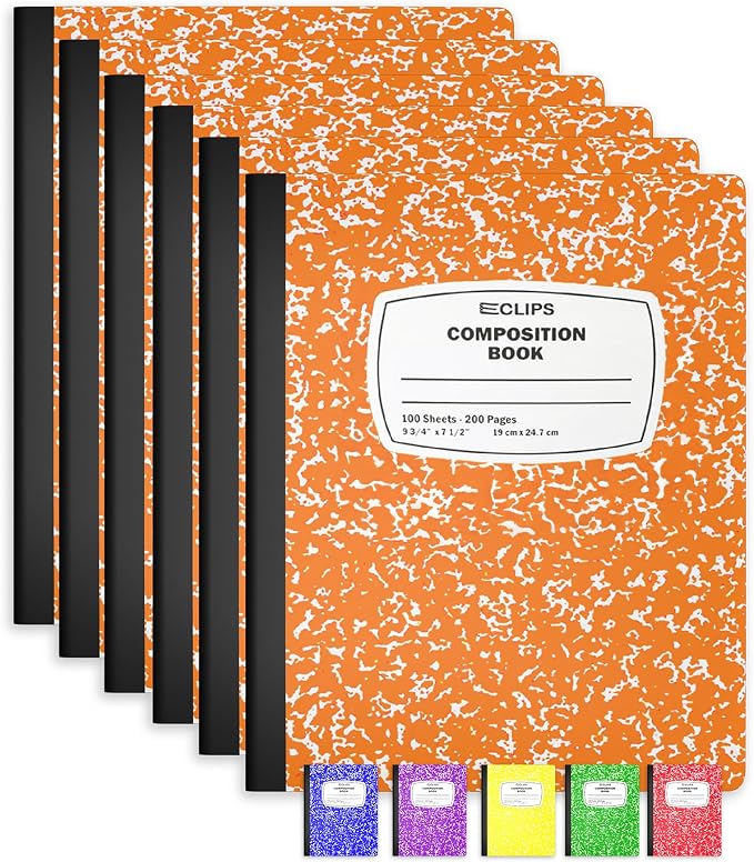 Composition Notebook Wide Ruled Composition Notebooks Bulk Orange Marble Hard by E-CLIPSUSA