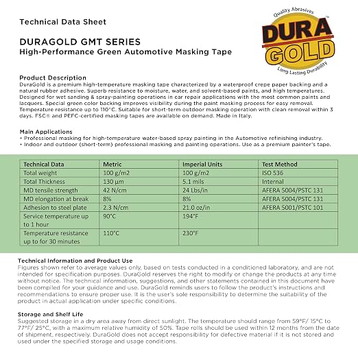 Dura-Gold Green Automotive Masking Tape 2 Inch, Case of 18 Rolls - Image 6