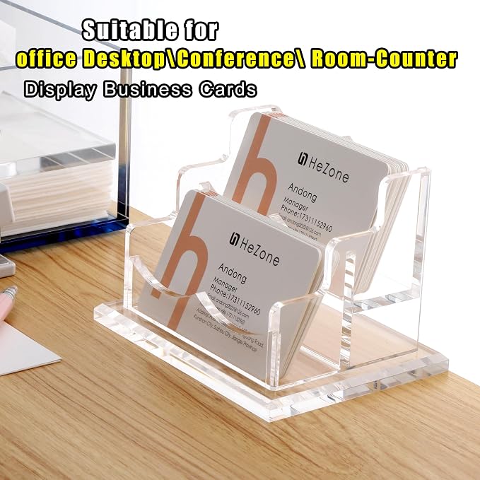 Business Card Holder for Desk 2 Tier 2 Slots, Organize 100 Cards-1 Pack - Image 2