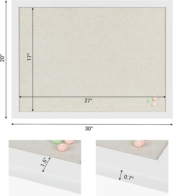 2-Pack Farmhouse Linen Cork Bulletin Board, Office Board - Image 6
