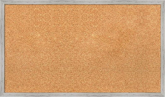 Amanti Art Natural Cork Board for Wall, 17x29 Vision Board with White Frame, Medium Corkboard Office Decor for Home Organization, Cottage Corkboard Pinboard to Display Items for Home Organization in-DeskLoop Office