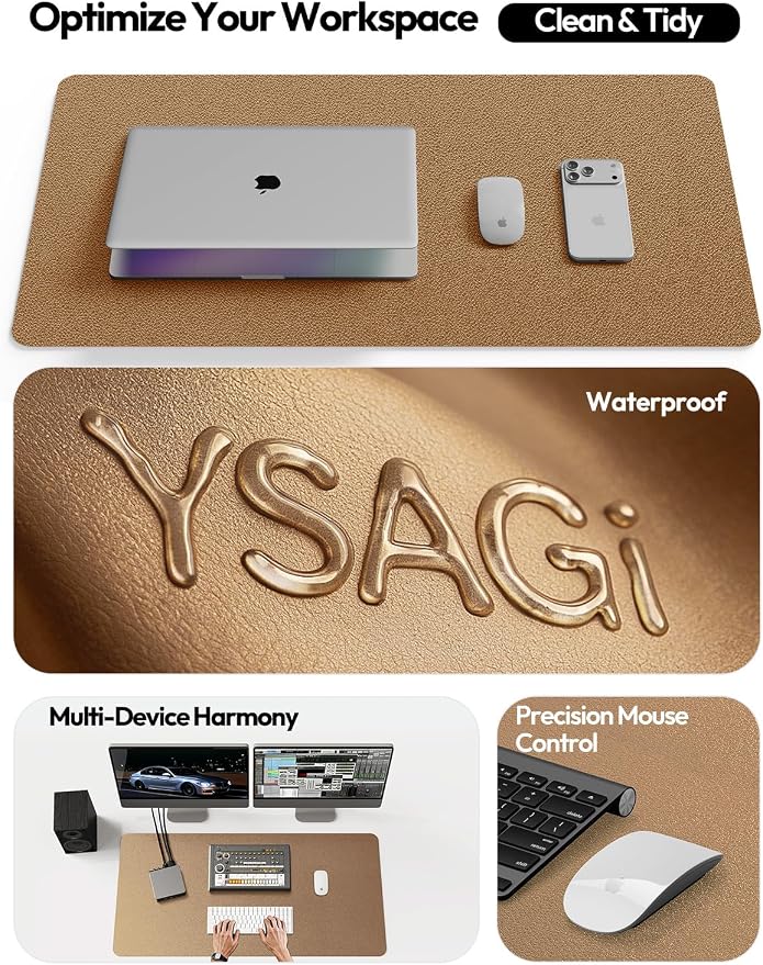 YSAGi Leather Desk Pad Protector, Office Desk Mat, Large Mouse Pad, Non-Slip PU - Image 9