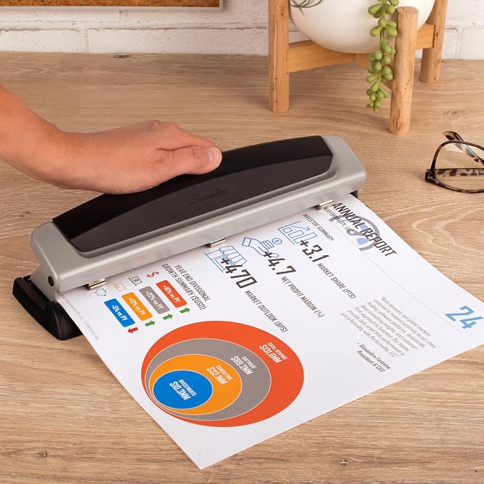 Swingline 3 Hole Punch, 10 Sheet Capacity Three Hole Puncher 3 Ring, Adjustable - Image 3