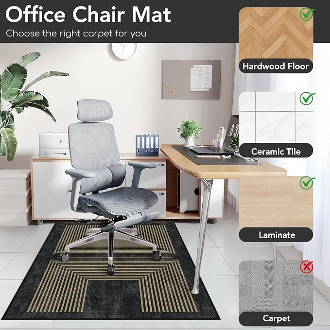 Office Chair Mat for Hardwood Floor&Tile Floor, Under Desk Rug for Rolling - Image 3